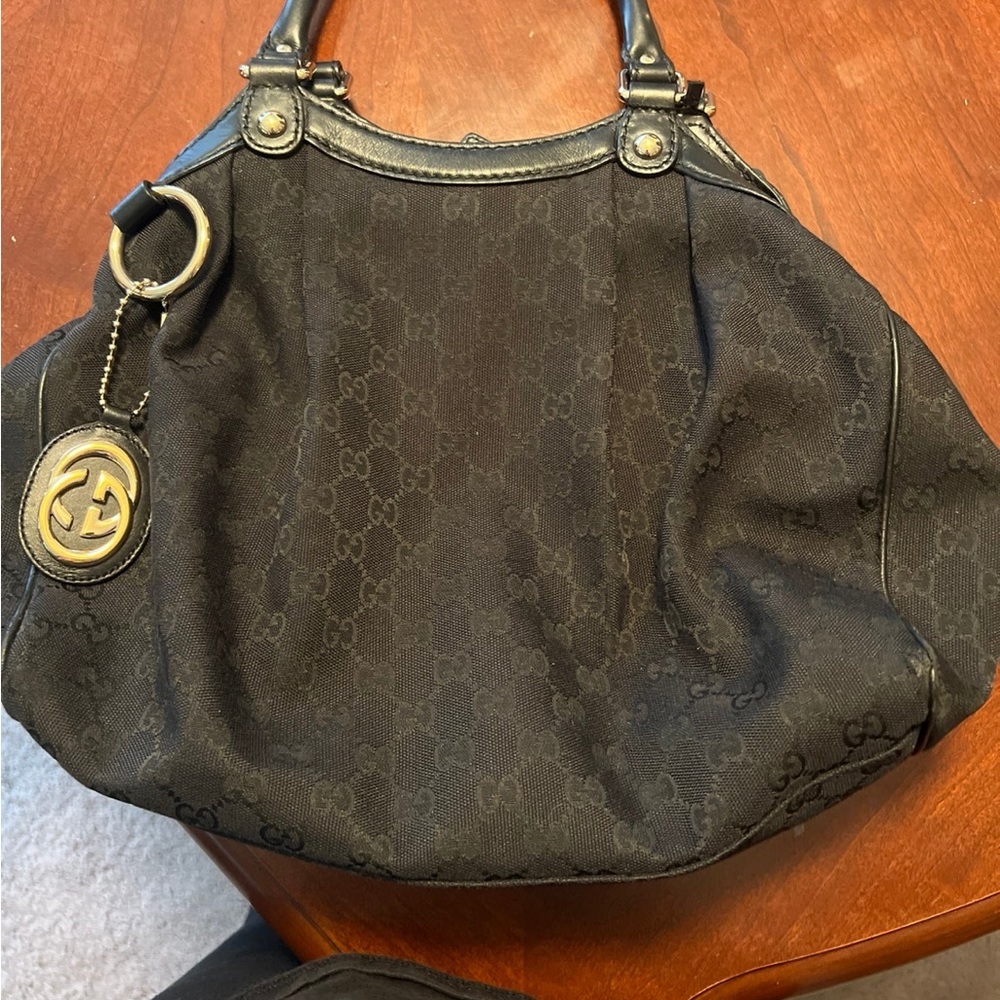 Gucci Black Sukey GG Canvas Tote Bag